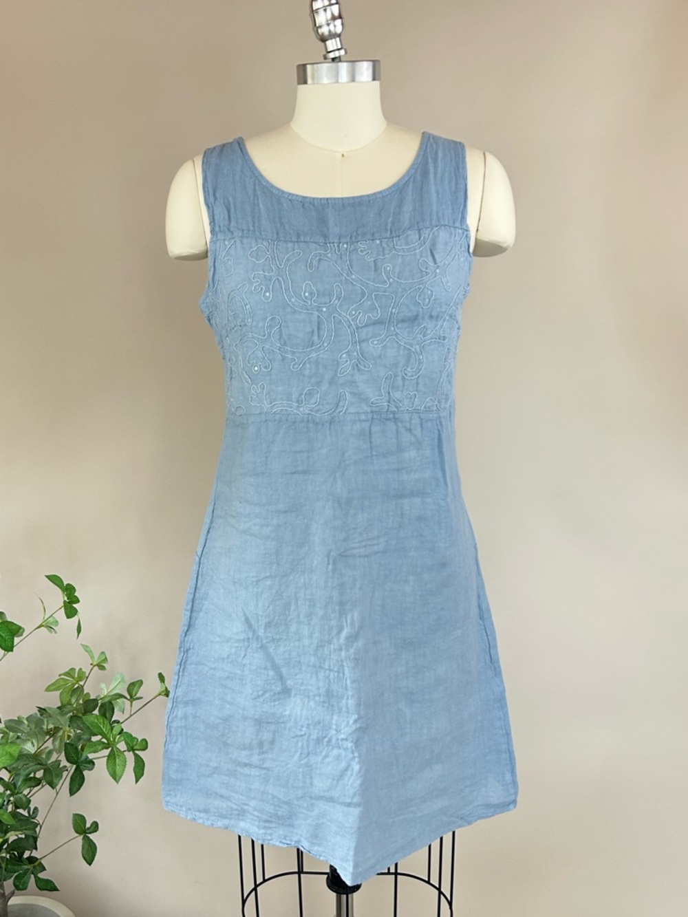 NWT Lina Tomei Linen Embroidered Sun Dress